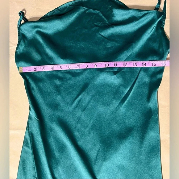 Emerald Green Strappy Satin Cowl Midi Dress size 4 adjustable straps slip dress - Picture 12 of 14
